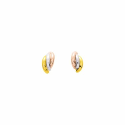 Boucles d'oreilles en or jaune, or blanc et or rose