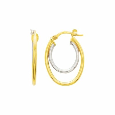 Boucles d'oreilles créoles en or jaune et or blanc