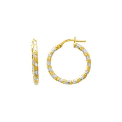 Boucles d'oreilles créoles en or jaune rhodié