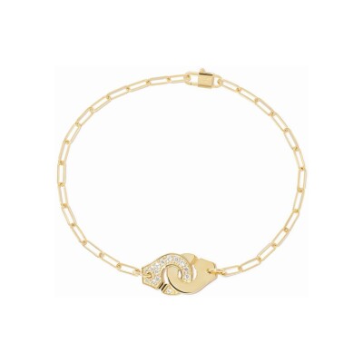 Bracelet Menottes dinh van en or jaune et diamants, petit modèle, taille 18cm