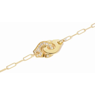 Bracelet Menottes dinh van en or jaune et diamants, petit modèle, taille 18cm
