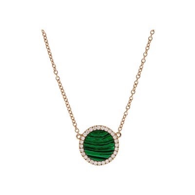 Veron Roques necklace, rose gold, diamonds and malachite