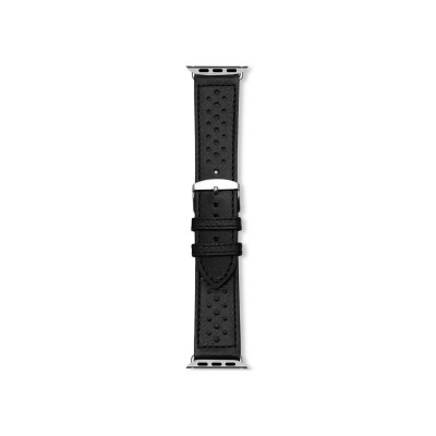 Bracelet montre Rochet Corvette en cuir grainé noir, anse compatible apple watch - 24mm