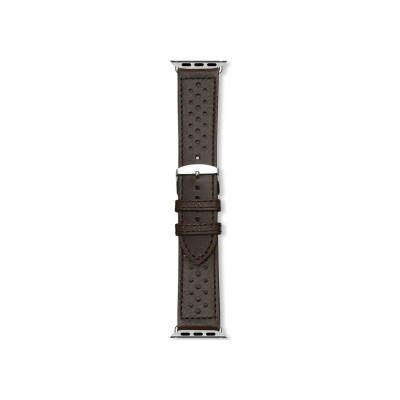 Bracelet montre Rochet Corvette en cuir grainé vison, anse compatible apple watch - 24mm