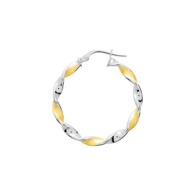 Boucles d'oreilles créoles en or jaune rhodié et saphirs