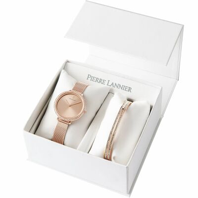 Coffret de Montre Pierre Lannier Couture 356D958 avec un bracelet doré rose