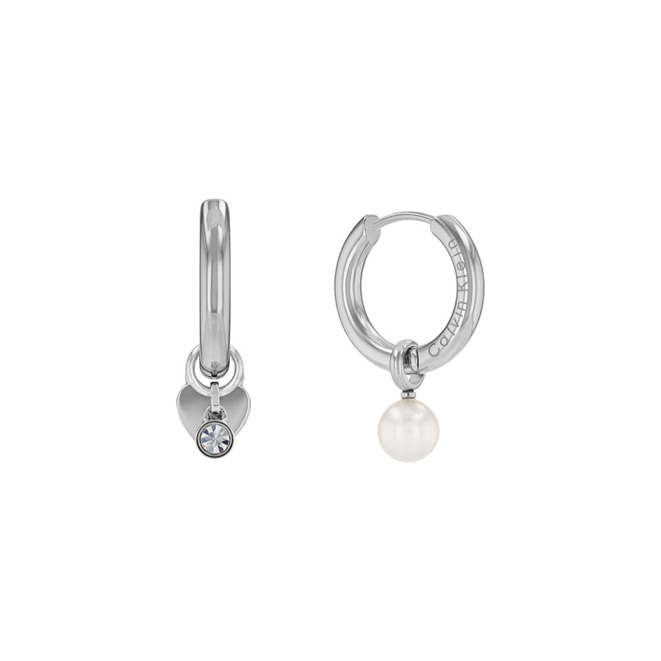 Boucles d'oreilles Calvin Klein Contemporary en acier, cristaux et perle