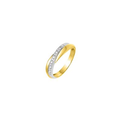 Alliance en or jaune, or blanc et diamants