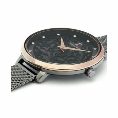Coffret montre Pierre Lannier Eolia et bracelet jonc en métal doré rose et acier PVD 358G988