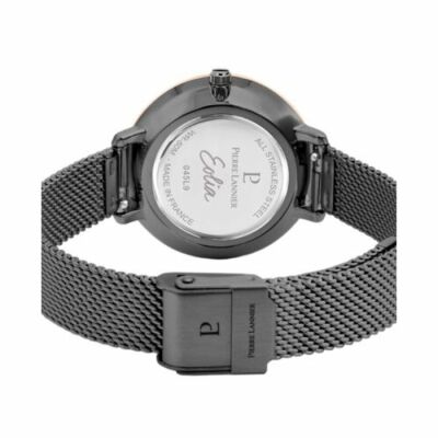 Coffret montre Pierre Lannier Eolia et bracelet jonc en métal doré rose et acier PVD 358G988