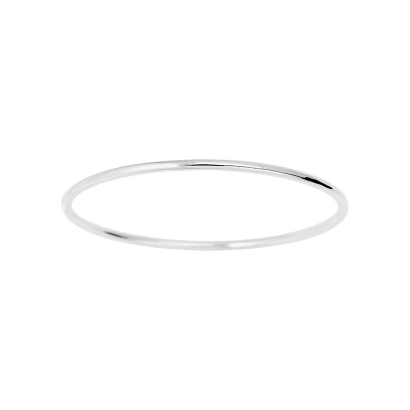 Bracelet jonc fil rond massif en or blanc