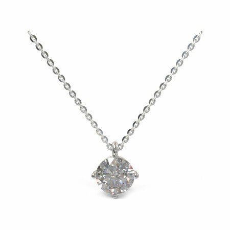 Pendentif solitaire quatre griffes en or blanc et diamant de 0.3ct