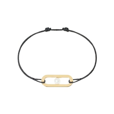 Bracelet Dinh Van cordon Maillon Perle en or jaune et perle Akoya