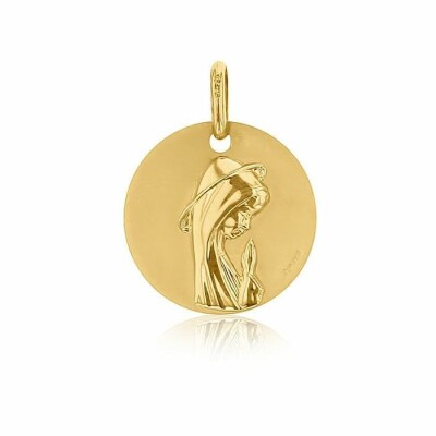 Médaille de baptême Augis en or jaune Vierge aux mains jointes