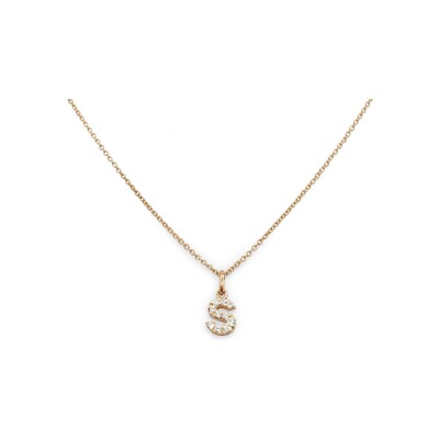 Veron Roques Letter S pendant, rose gold and diamonds