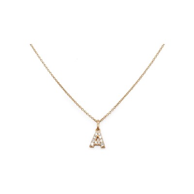 Veron Roques Letter A pendant, rose gold and diamonds