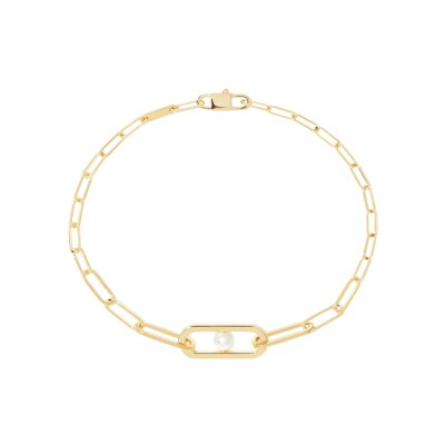 Bracelet Dinh Van Maillon Perle petit modèle en or jaune et perle Akoya