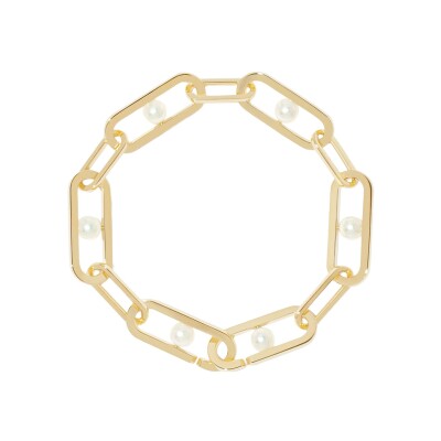 Bracelet Dinh Van Maillon Perle grand modèle en or jaune et perle Akoya