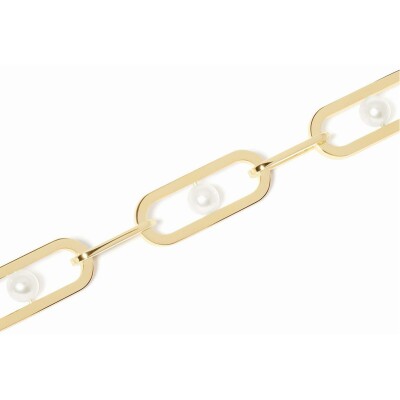Bracelet Dinh Van Maillon Perle grand modèle en or jaune et perle Akoya
