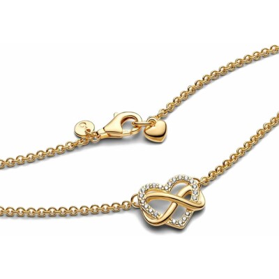 Collier Pandora Cœur Infini Scintillant en métal doré et oxyde de zirconium, 50 cm