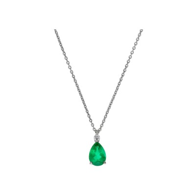 Veron Roques pendant, white gold, emerald and diamonds