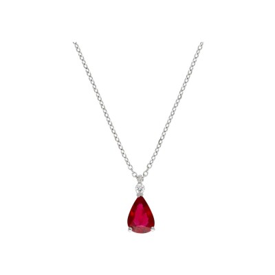 Veron Roques pendant, white gold, ruby and diamonds