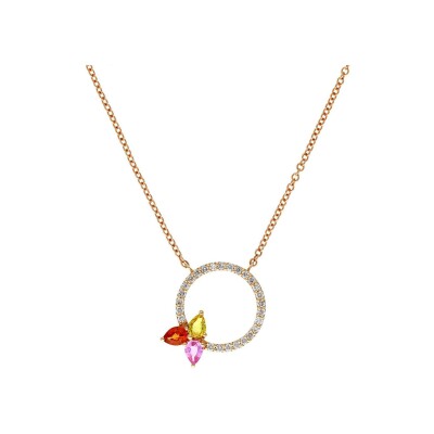 Veron Roques Cerceau pendant, rose gold, sapphires and diamonds