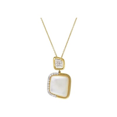 Veron Roques Quadri necklace, yellow gold, mother of pearl and diamonds