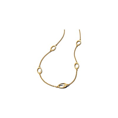 Collier Pandora Ovale De Forme Organique en métal doré et perle d'eau douce, 45 cm