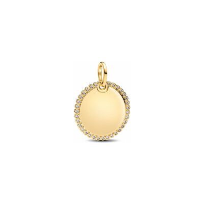 Médaillon Pandora Rond Gravable en métal doré