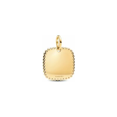 Médaillon Pandora Rond Gravable en métal doré