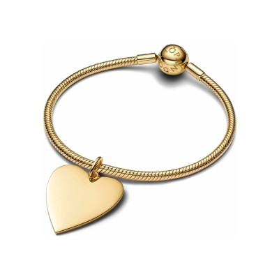 Médaillon Pandora Cœur Xl Gravable en métal doré