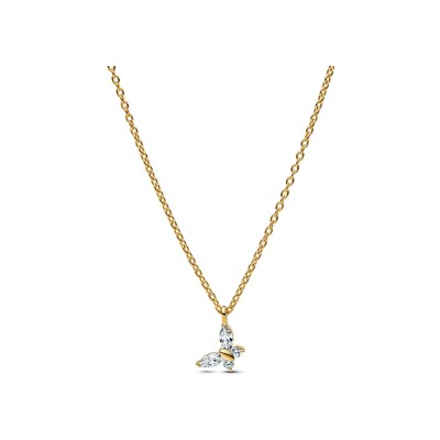 Collier Pandora Papillon en métal doré et oxydes de zirconium, 45 cm