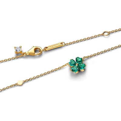 Collier Pandora Timeless Trèfle à Quatre Feuilles Vertes en métal doré et oxyde de zirconium, 45 cm