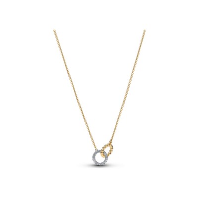 Collier Pandora Signature Cercles Pavés et Sphères en argent, métal doré et oxyde de zirconium, 45cm