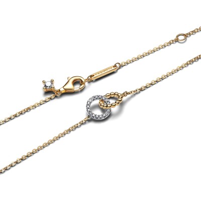 Collier Pandora Signature Cercles Pavés et Sphères en argent, métal doré et oxyde de zirconium, 45cm