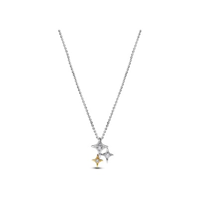 Collier avec pendentif Pandora Moments Trio d’Étoiles en argent, métal doré et oxyde de zirconium, 50cm
