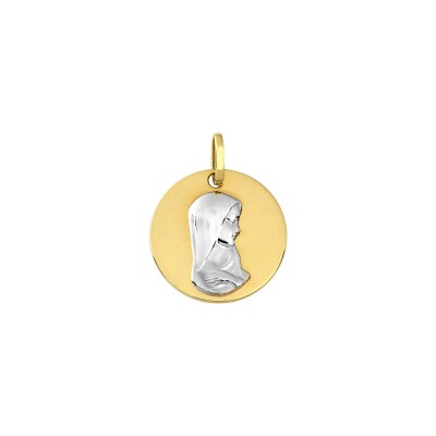 Médaille Veron Roques Vierge en or jaune et or blanc