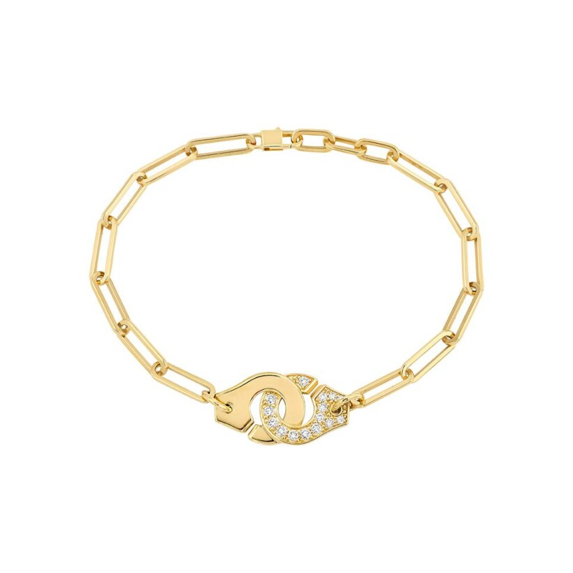 Bracelet sur chaine Menottes dinh van R12 M en or jaune et diamants