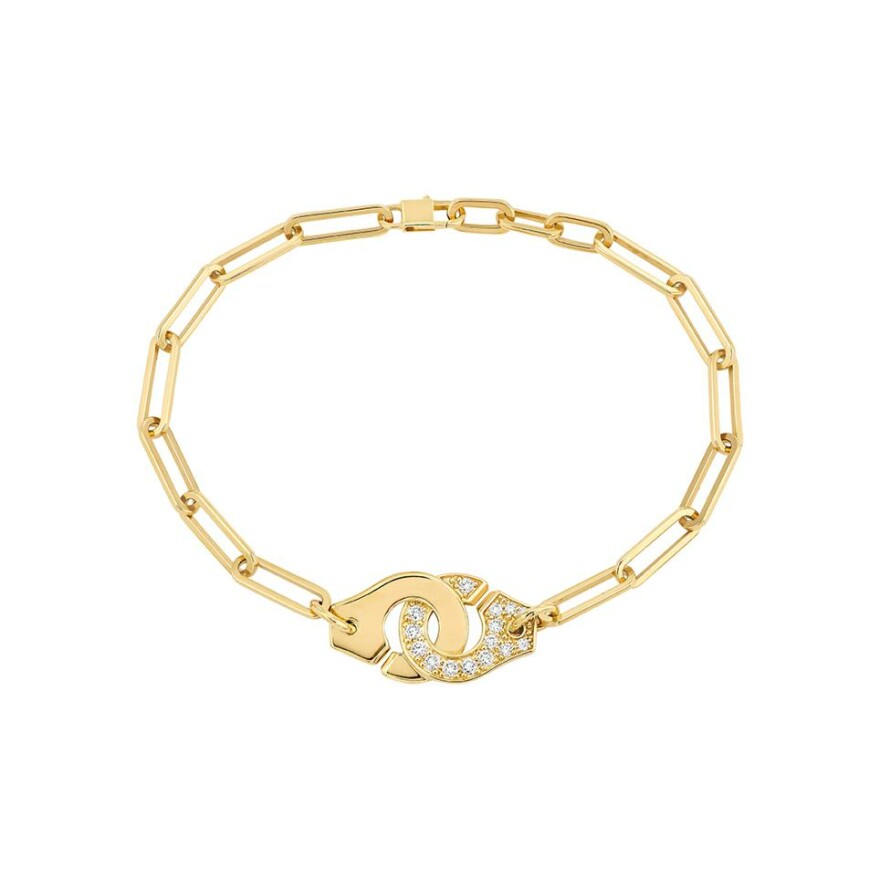 Bracelet sur chaine Menottes dinh van R12 M en or jaune et diamants