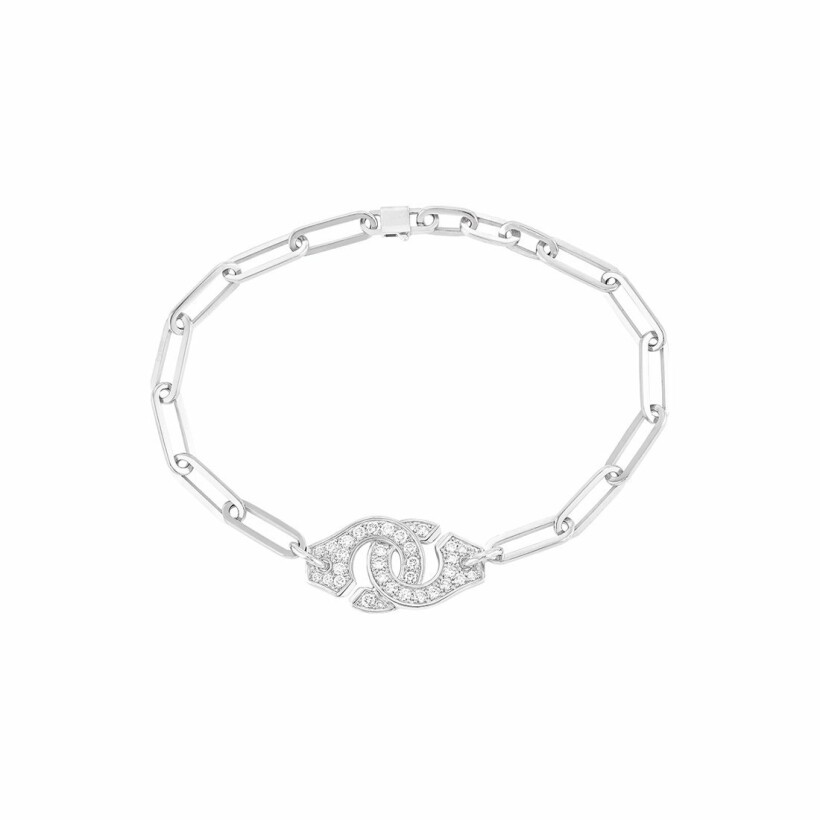 Bracelet Menottes dinh van en or blanc et diamants R12