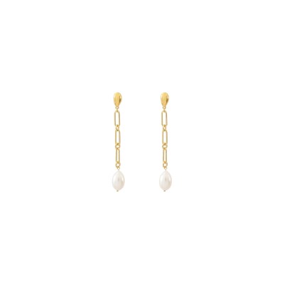 Boucles d'oreilles Agatha Idylle en laiton et perles d'eau douce