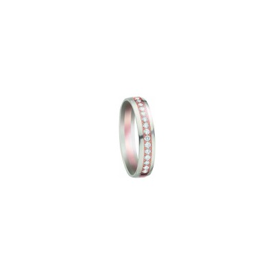Alliance en or rose, or blanc palladié et diamant