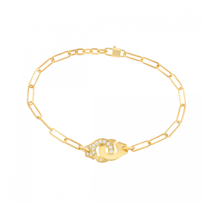 Bracelet sur chaine Menottes dinh van R10 M en or jaune et diamants