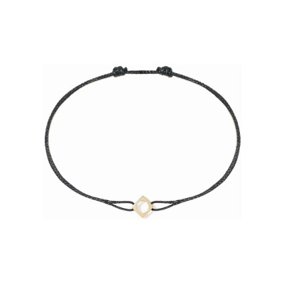 Bracelet sur cordon dinh van Le Pavé en or jaune et textile, moyen modèle