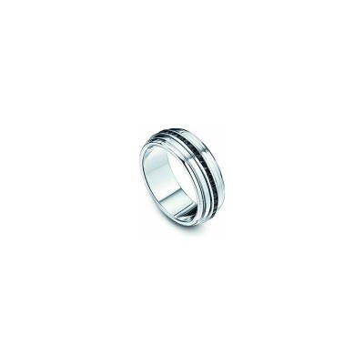 Alliance en or blanc et diamants noirs