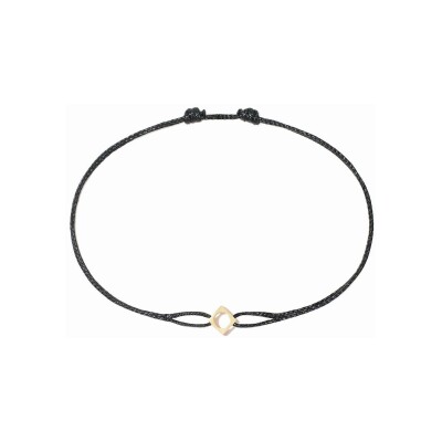 Bracelet sur cordon dinh van Le Pavé en or jaune et textile, petit modèle