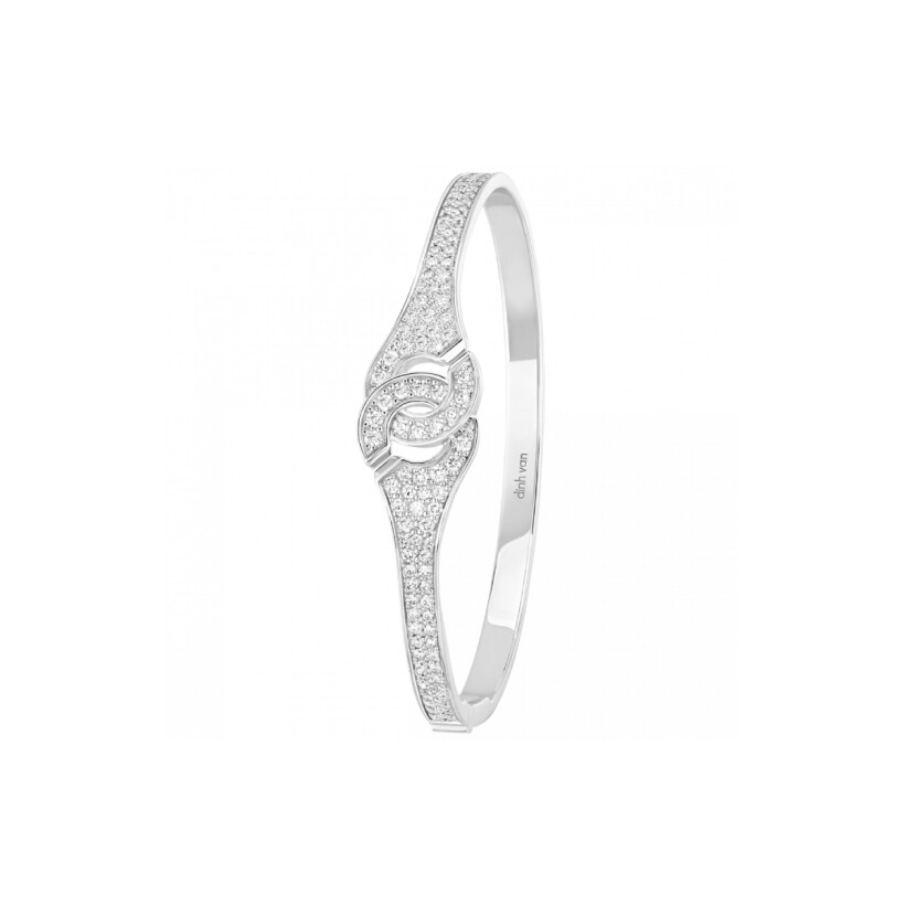 Menottes dinh van R12 bracelet, white gold and diamonds pave