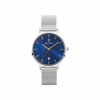 Coffret montre Pierre Lannier Echo et bracelet de montre  en cuir bleu 370H168