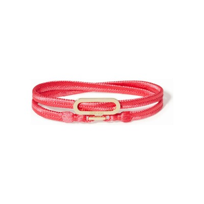 Bracelet sur cordon dinh van Maillon en or blanc et textile rose